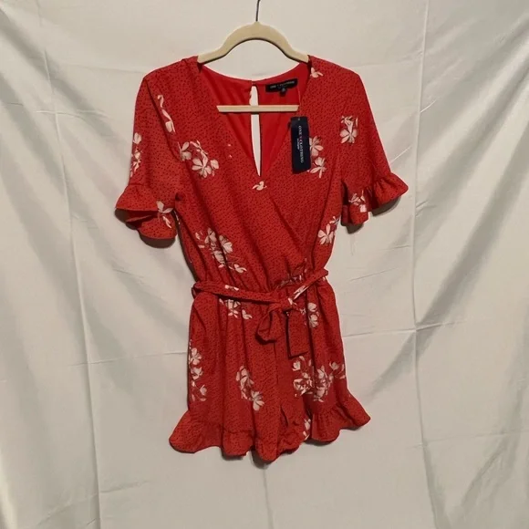 Sz S Ruffles & Floral & Dots Faux Wrap Front Challis Romper NWT - Picture 16 of 16